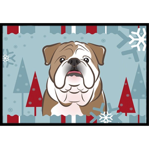 Jensendistributionservices Winter Holiday English Bulldog Indoor & Outdoor Mat, 18 x 27 in. MI2556724 - main